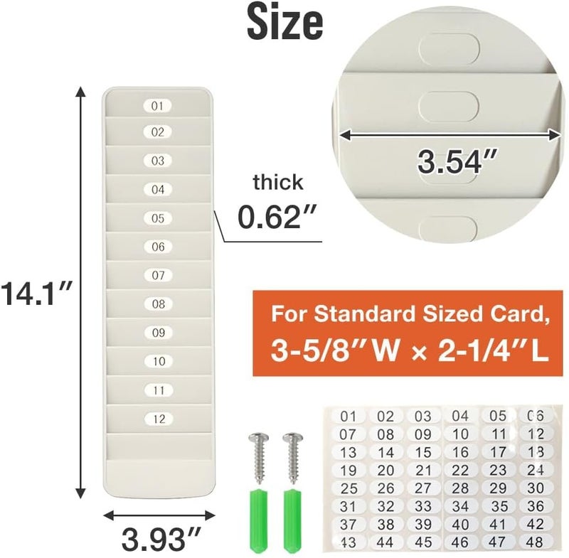 Japard Badge Rack Wall Mount 12 Card Holder to Keep Swipe Cards, Room VIP ID Lightweight Durable Plastic, Gray 12 Slots - Image 4